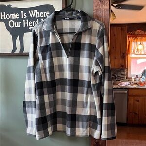 Lands' End Gray and White Plaid Pullover